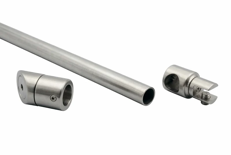 Stabistangen-Set – Edelstahl V2A Ø 19 mm, Glas-Wand 45°, Art.Nr. 6017/6019