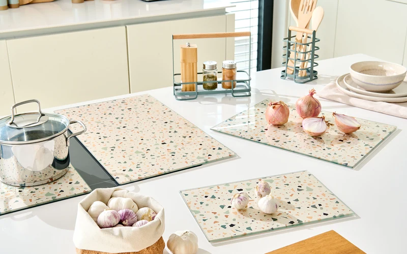 Glasschneideplatte Terrazzo, bunt, 40 x 30 cm Terrazzo