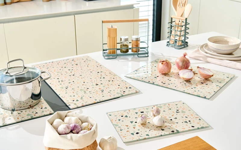 Glasschneideplatte Terrazzo, bunt, 40 x 30 cm Terrazzo