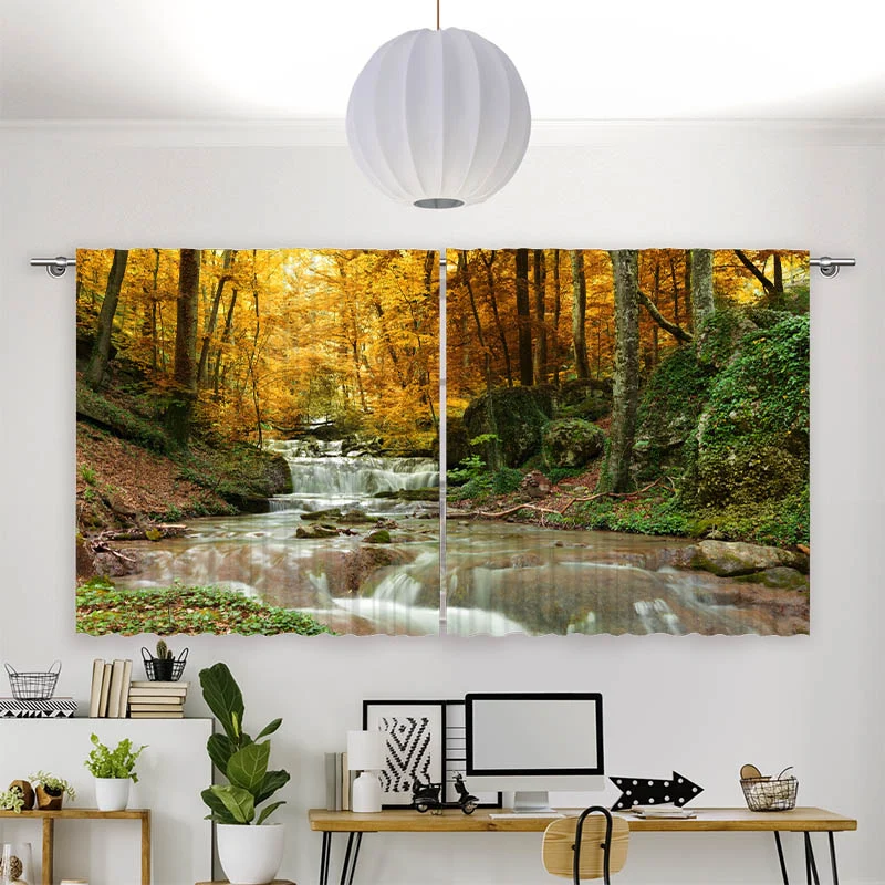 Vorhang Motiv "Herbstwald mit Fluss"