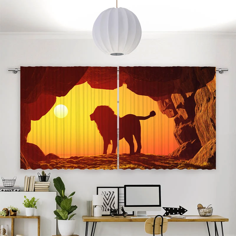 Vorhang Motiv "Loewe Sonnenuntergang"