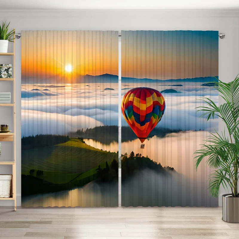 Vorhang Motiv "Heissluftballon Berge"