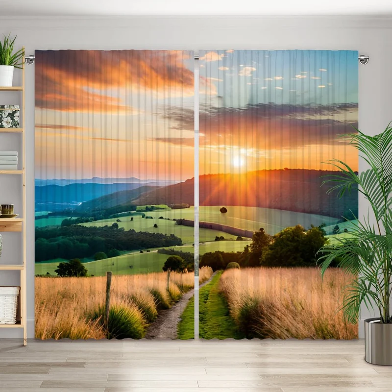 Vorhang Motiv "Sonnenuntergang Kornfeld"