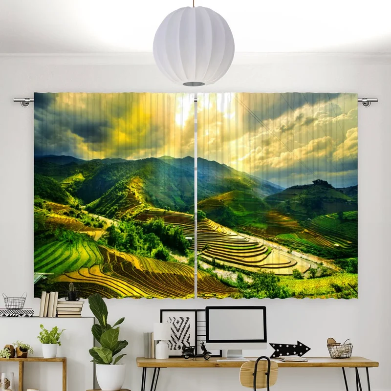 Vorhang Motiv "Reisfelder Terrassen Vietnam"