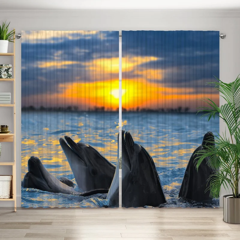 Vorhang Motiv "Delfin Meer"