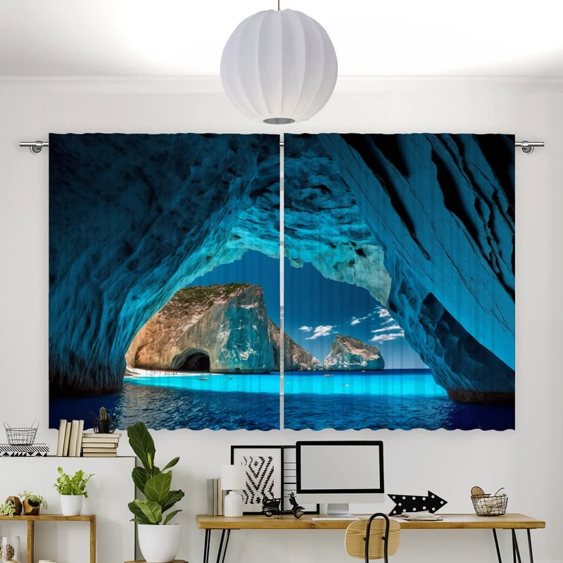 Vorhang Motiv "Lagune Meer Klippen"