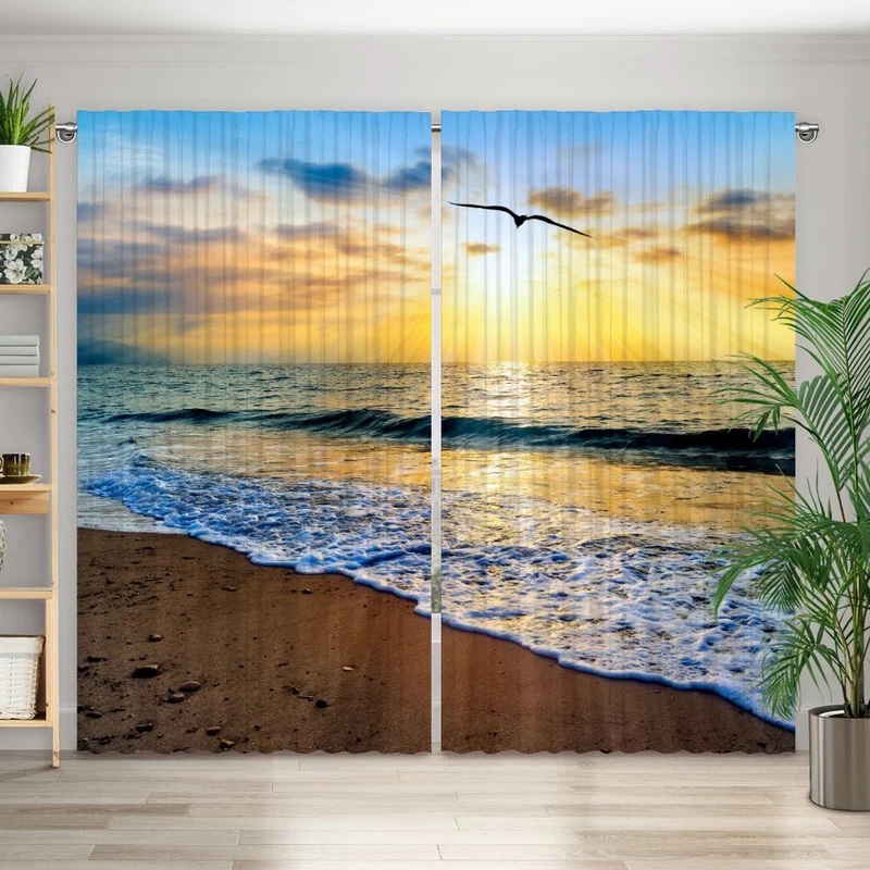 Vorhang Motiv "Möwer Strand Meer"