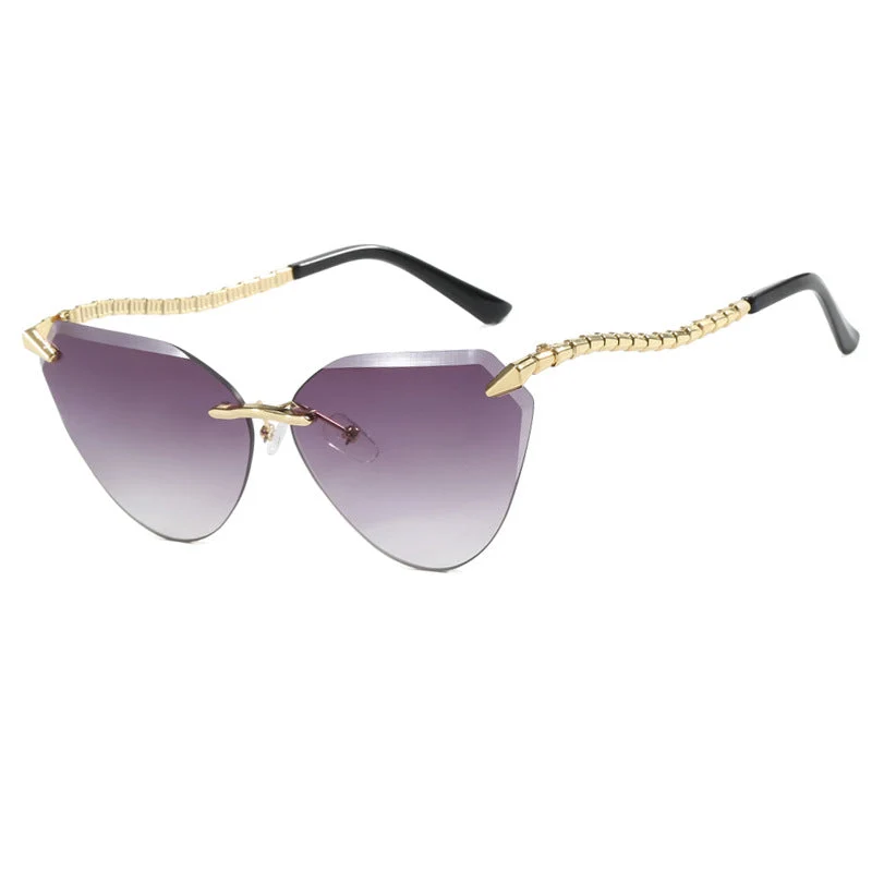 Dame Cat-Eye solbriller med unikt gullrammedesign og beskyttende linser Luvikno