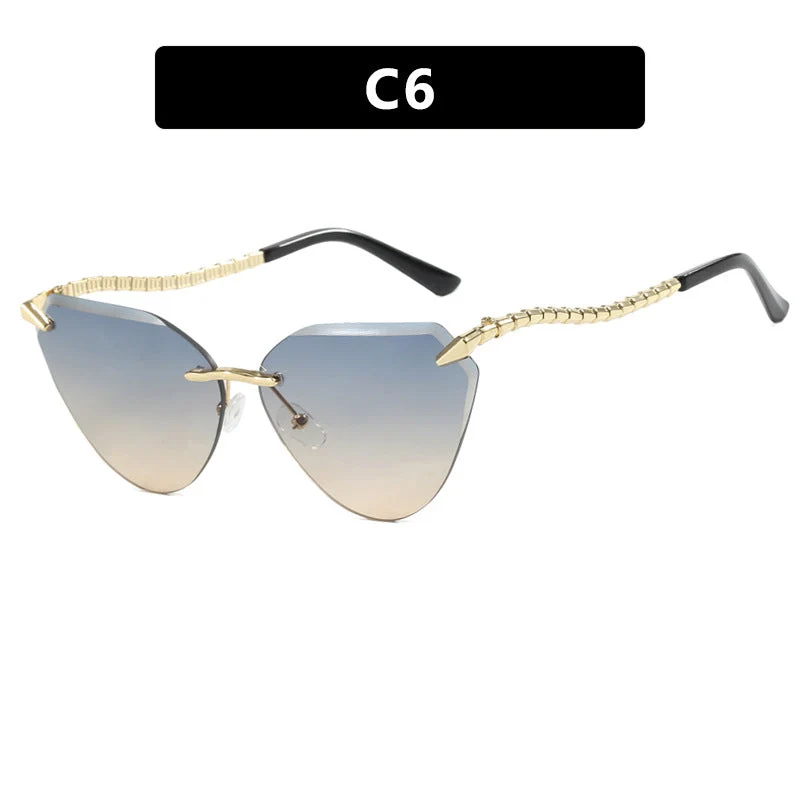 Dame Cat-Eye solbriller med unikt gullrammedesign og beskyttende linser Luvikno