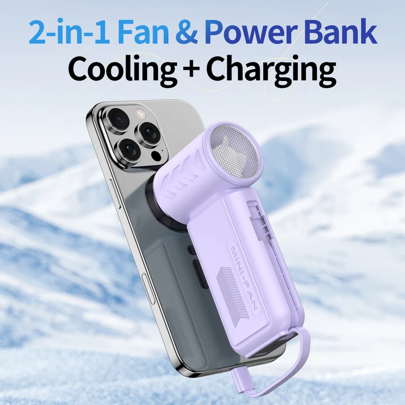 Dame Bærbar Kjøleventilator med Powerbank Luvikno