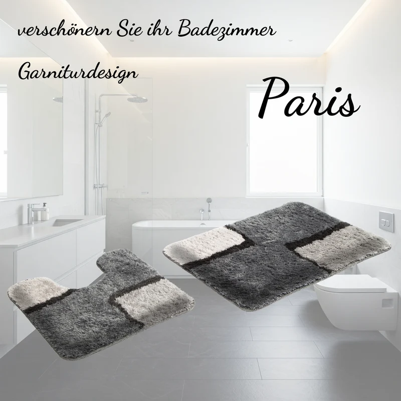Badematten-Set Paris grau 2-tlg , 2 Ausführungen