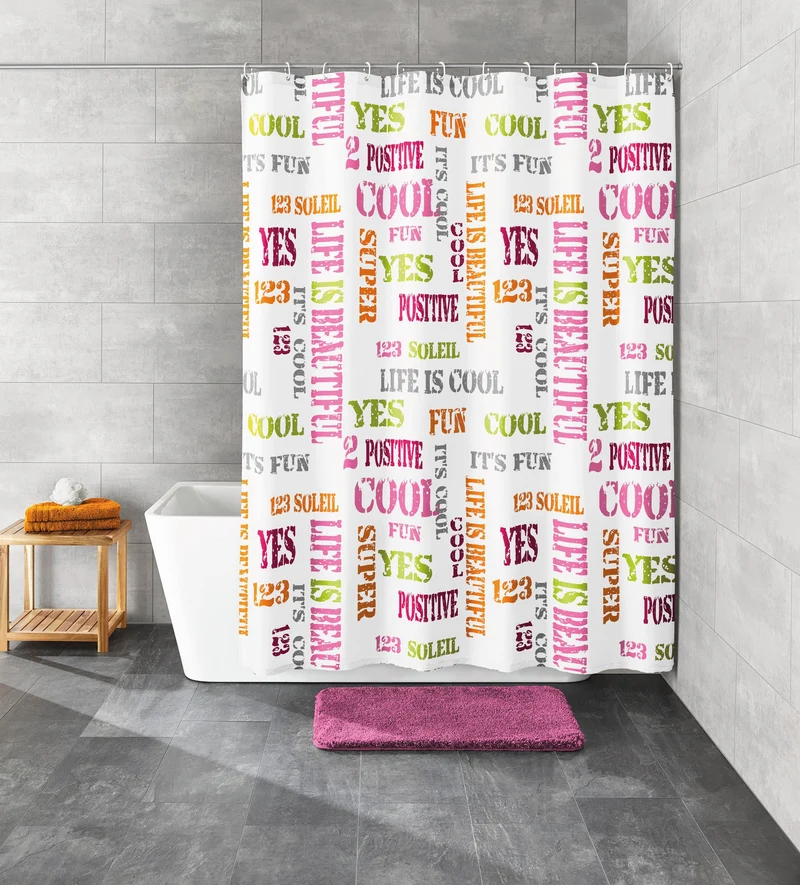 Duschvorhang Textil SCRIPT Multicolor 180 x 200 cm