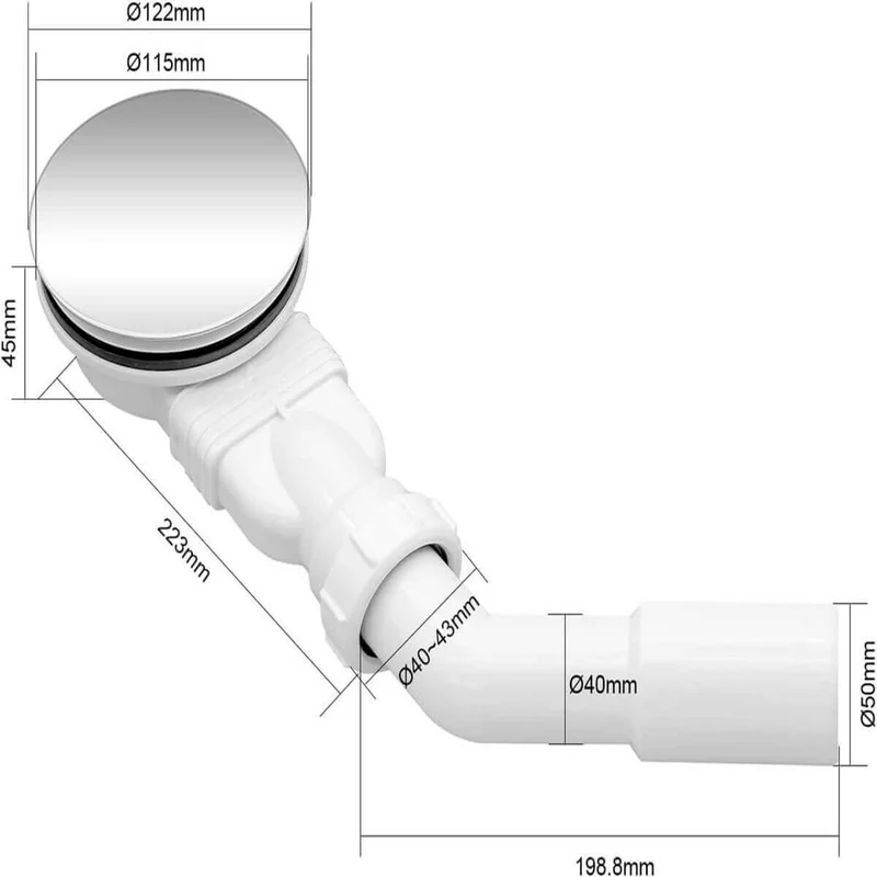 SONNI Oval Duschtasse Niedrigprofil Duschwanne mit 550 mm Radius, Extra Flach, ABS-Acryl-Paneel, Inklusive Ablaufgarnitur