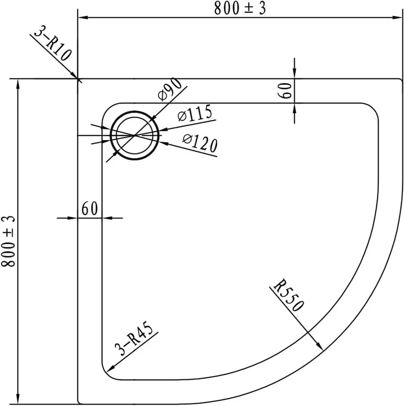 SONNI Oval Duschtasse Niedrigprofil Duschwanne mit 550 mm Radius, Extra Flach, ABS-Acryl-Paneel, Inklusive Ablaufgarnitur