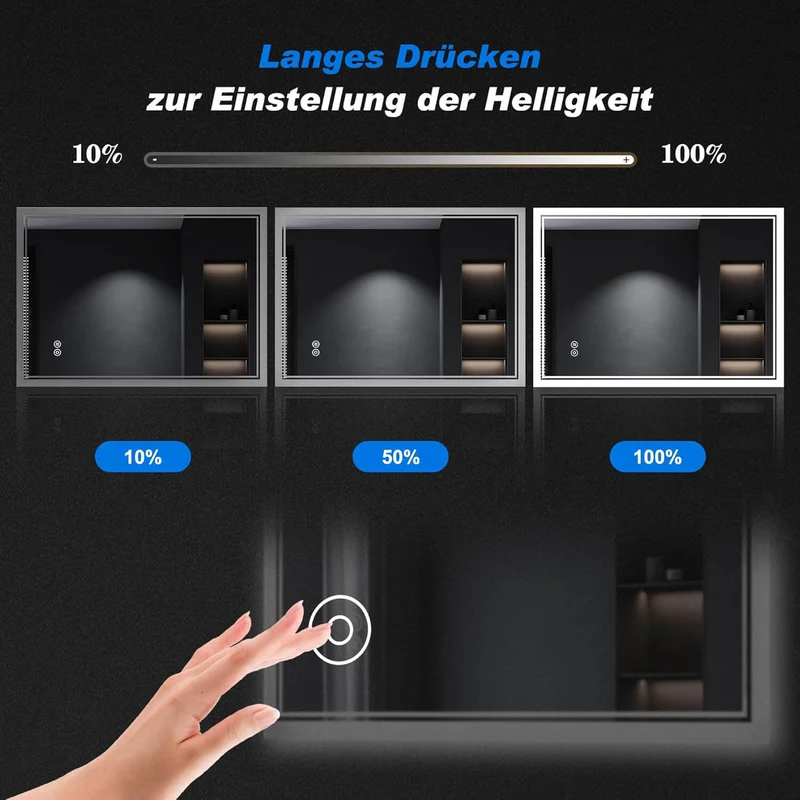 SONNI Badspiegel mit Beleuchtung Halbrund LED Spiegel mit Touch-Schalter und Dimmbar, Beschlagfrei, 3 einstellbare Lichtfarben, Badezimmerspiegel mit Beleuchtung IP44