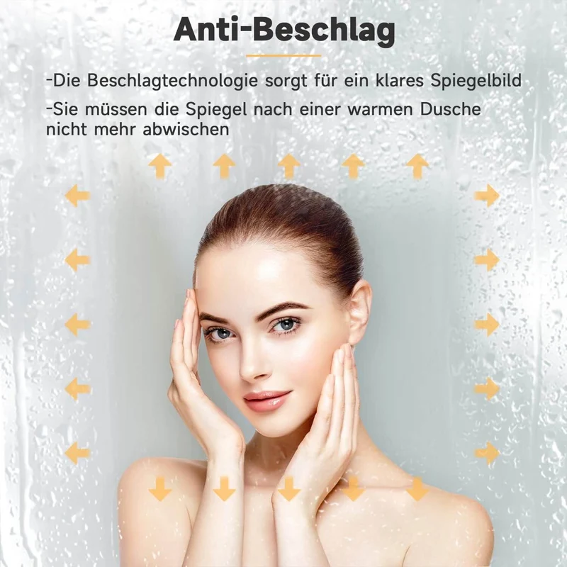 SONNI Badspiegel mit Beleuchtung Halbrund LED Spiegel mit Touch-Schalter und Dimmbar, Beschlagfrei, 3 einstellbare Lichtfarben, Badezimmerspiegel mit Beleuchtung IP44