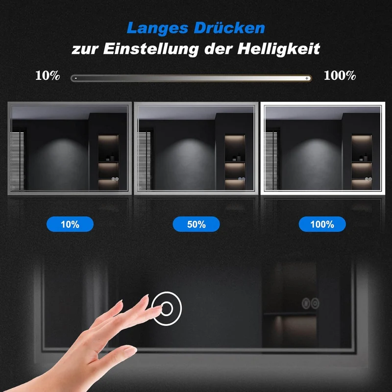 SONNI LED Spiegel Oval Wandspiegel mit DREI Lichtarten, Antibeschlag, Steckdose und Touch-Schalter, Spiegel Bad mit Beleuchtung Dekorative Wandspiegel Horizontal oder vertikal aufgehängt