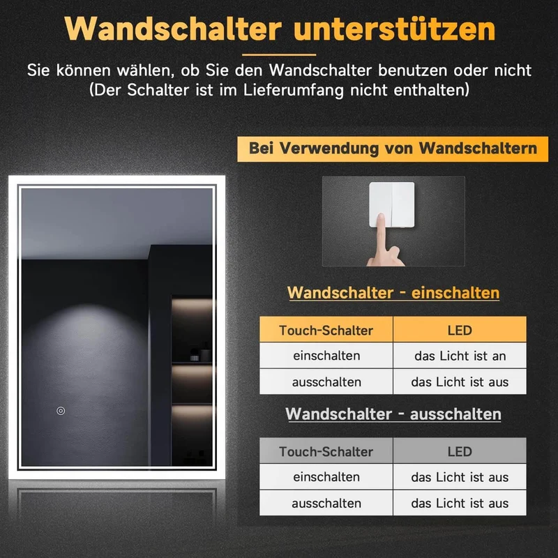 SONNI LED Spiegel Oval Wandspiegel mit DREI Lichtarten, Antibeschlag, Steckdose und Touch-Schalter, Spiegel Bad mit Beleuchtung Dekorative Wandspiegel Horizontal oder vertikal aufgehängt