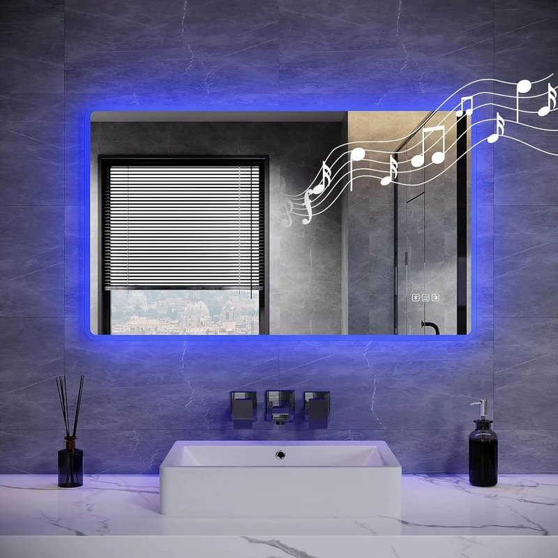 SONNI LED Badspiegel 80 x 60 cm Spiegel Bad mit Beleuchtung, 3 Farbe modi, Steckdose, 3X Lupe, Anti-Beschlag und Touch-Schalter Wandspiegel Kosmetikspiegel