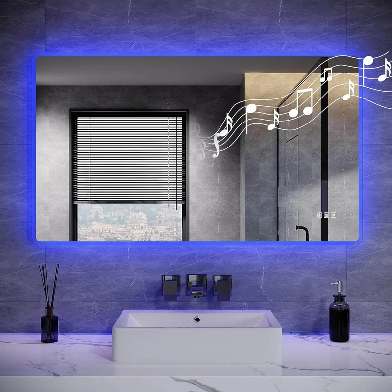 SONNI LED Badspiegel 80 x 60 cm Spiegel Bad mit Beleuchtung, 3 Farbe modi, Steckdose, 3X Lupe, Anti-Beschlag und Touch-Schalter Wandspiegel Kosmetikspiegel
