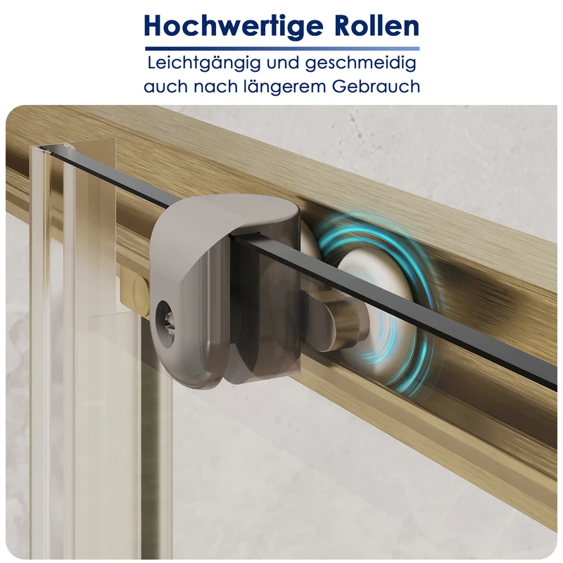 SONNI Duschkabine Eckeinstieg Schiebetür Gold Aluminiumrahmen ESG Glas 70–90 cm Höhe 190 cm