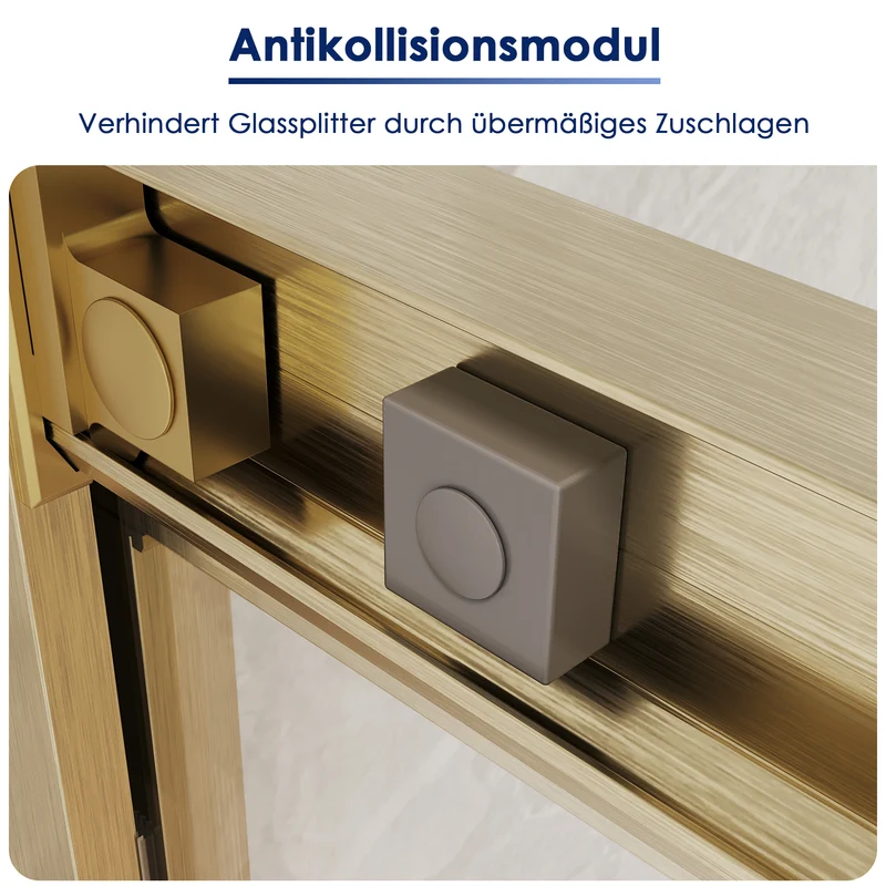 SONNI Duschkabine Eckeinstieg Schiebetür Gold Aluminiumrahmen ESG Glas 70–90 cm Höhe 190 cm