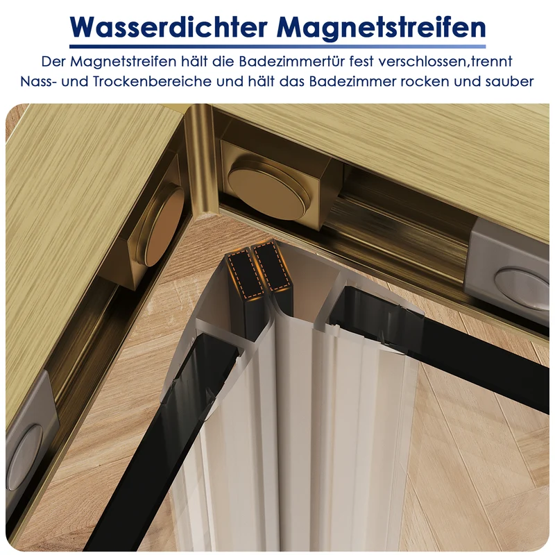 SONNI Duschkabine Eckeinstieg Schiebetür Gold Aluminiumrahmen ESG Glas 70–90 cm Höhe 190 cm