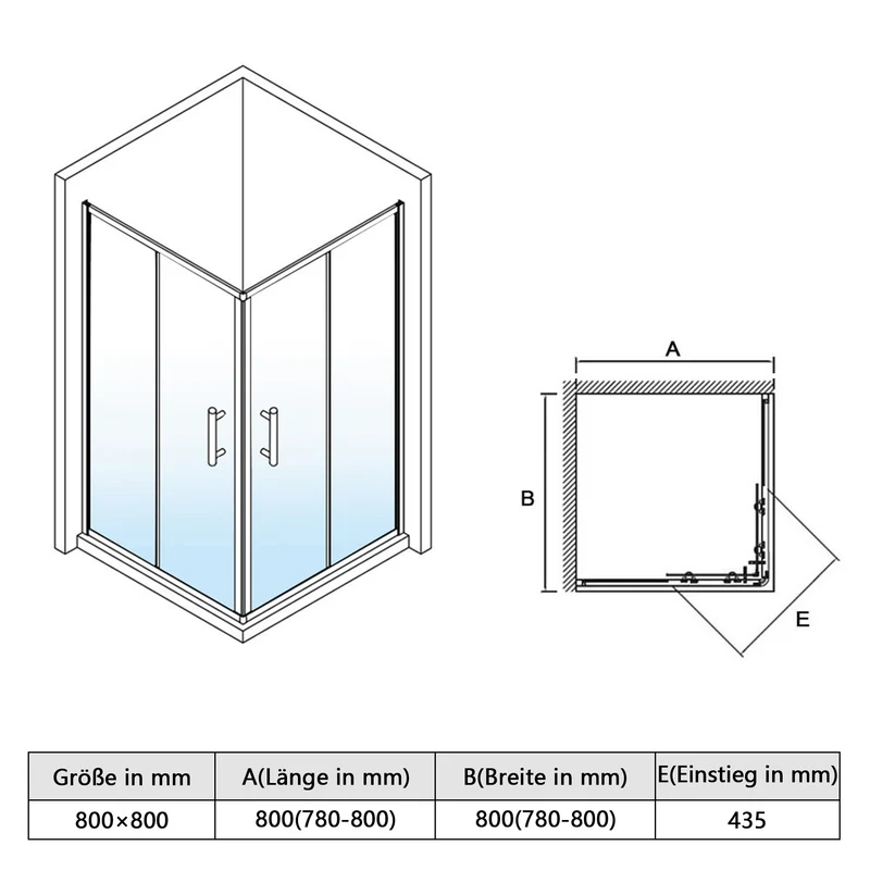SONNI Duschkabine Eckeinstieg Schiebetür Gold Aluminiumrahmen ESG Glas 70–90 cm Höhe 190 cm