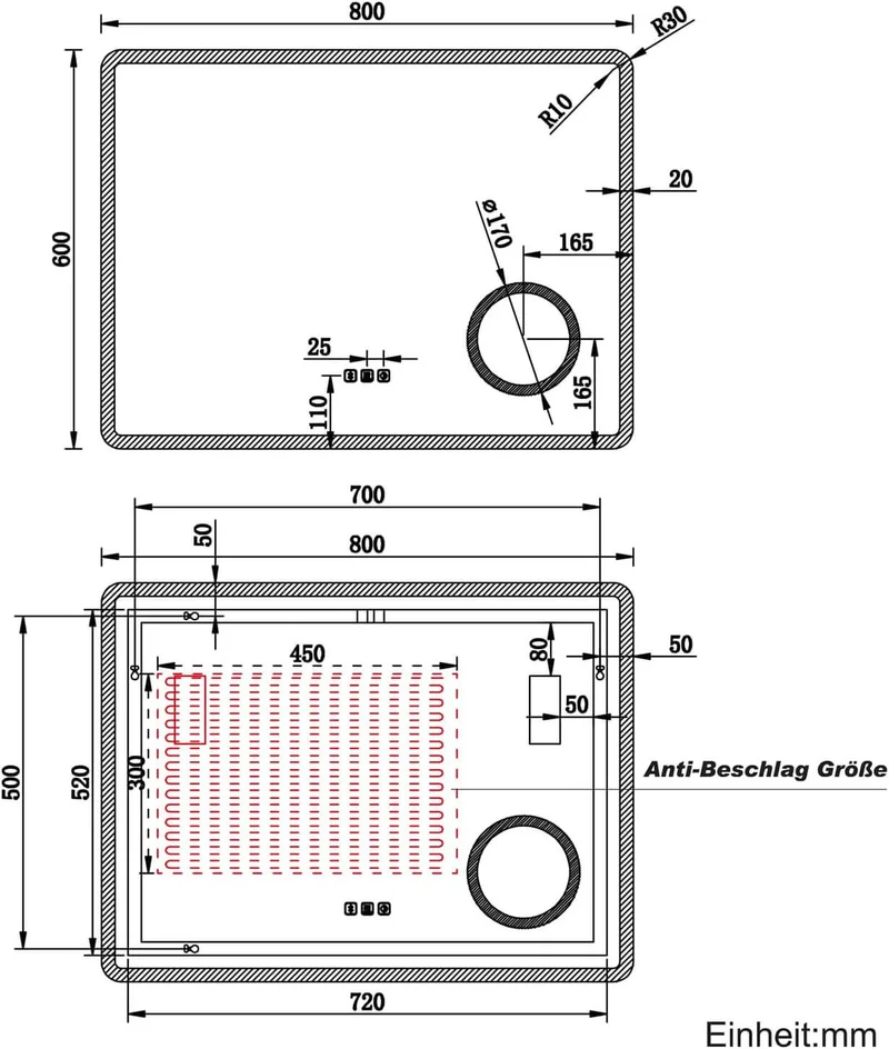 SONNI LED Badspiegel Wandspiegel Bad mit Beleuchtung, 3 Farbe modi+Stufenlose Dimmung, Steckdose, Bluetooth und 3X Lupe, Kosmetikspiegel mit Anti-Beschlag und Touch-Schalter
