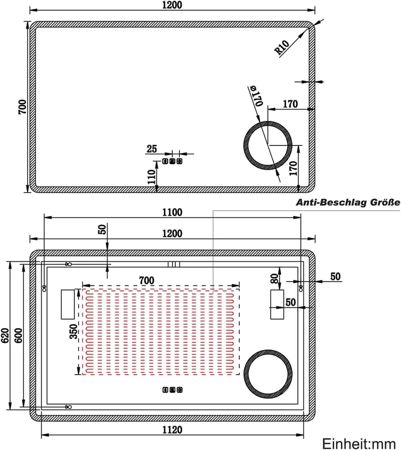 SONNI LED Badspiegel Wandspiegel Bad mit Beleuchtung, 3 Farbe modi+Stufenlose Dimmung, Steckdose, Bluetooth und 3X Lupe, Kosmetikspiegel mit Anti-Beschlag und Touch-Schalter