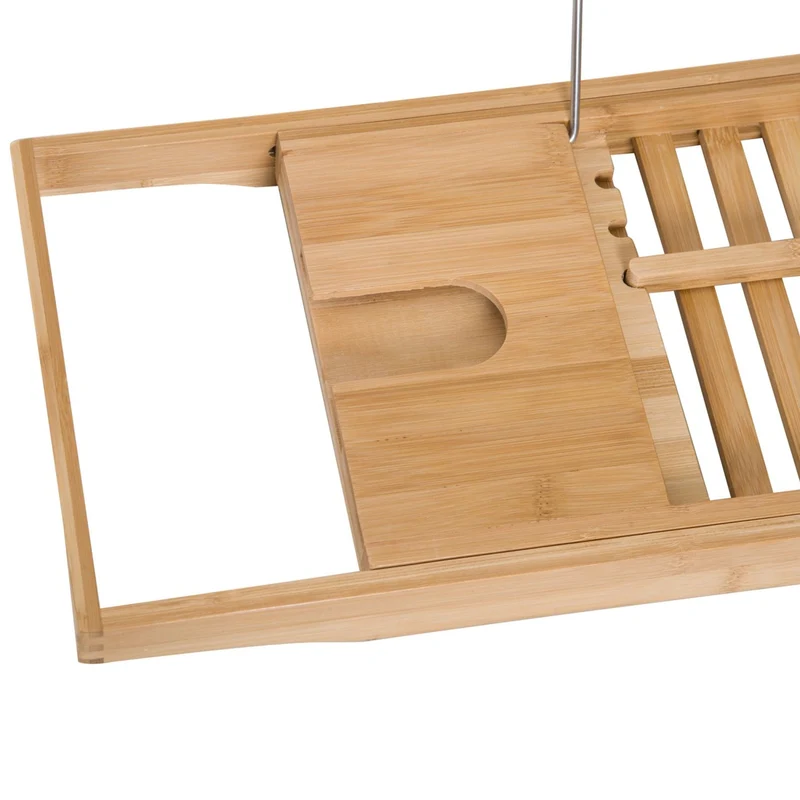 HOMCOM - Badewannenablage, Badewannenablage holz, Verstellbar 70-105cm Ablage für Badewanne, Badewannenbrücke, Wannenauflage, Bambus Natur