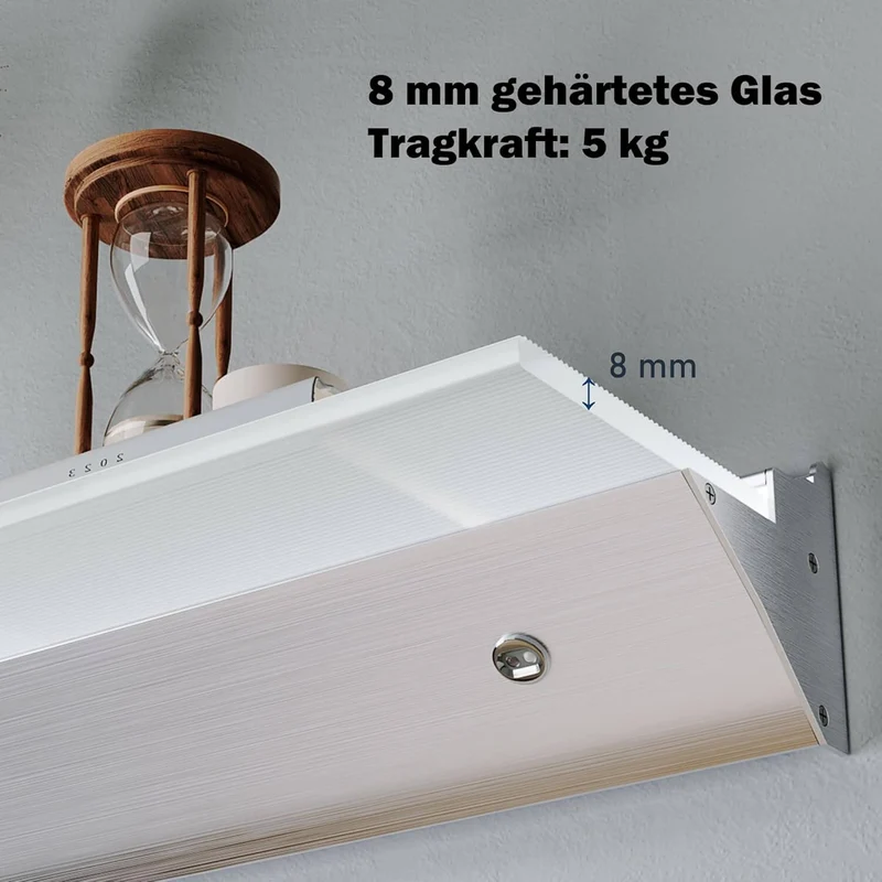 SONNI LED Wandregale 50cm Glasboden Regal mit LED-Beleuchtung für Wohnzimmer, Bar, Eingang Lagerregal aus Aluminium und 8 mm abnehmbares Glas, 3 Farbe modi, sensorgesteuert