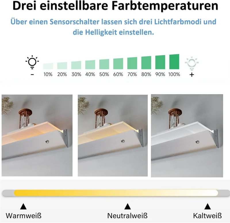 SONNI LED Wandregale 50cm Glasboden Regal mit LED-Beleuchtung für Wohnzimmer, Bar, Eingang Lagerregal aus Aluminium und 8 mm abnehmbares Glas, 3 Farbe modi, sensorgesteuert