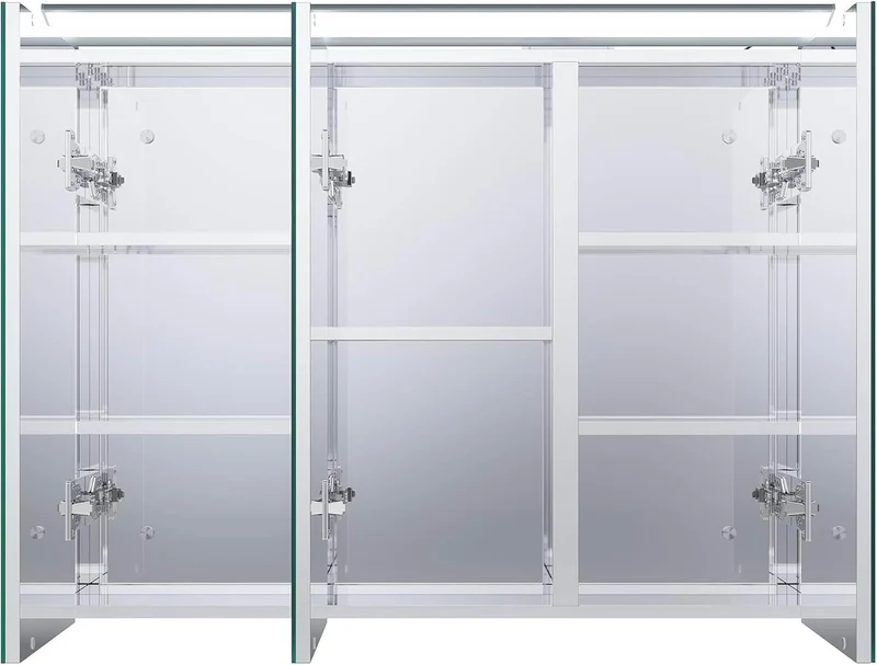 SONNI Spiegelschrank Bad mit Beleuchtung 80 x 60 cm, Edelstahl Medizinschrank IP44 Wasserciht, Spiegelleuchte mit Kaltweißem Licht und Wandschalter für Badezimmer