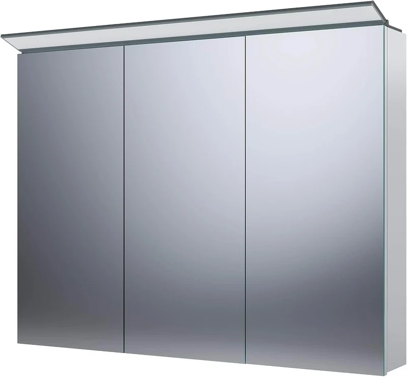 SONNI Spiegelschrank Bad mit Beleuchtung 80 x 60 cm, Edelstahl Medizinschrank IP44 Wasserciht, Spiegelleuchte mit Kaltweißem Licht und Wandschalter für Badezimmer
