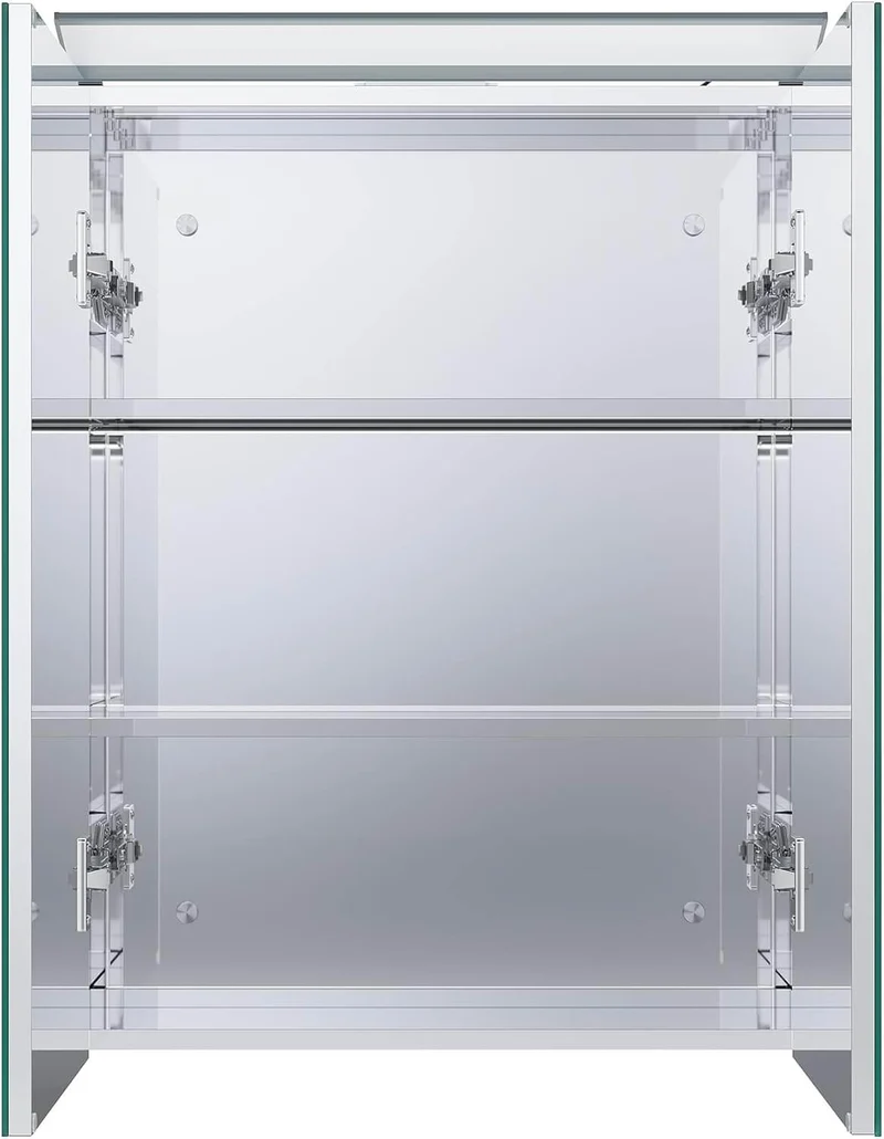 SONNI Spiegelschrank Bad mit Beleuchtung 52 x 65 cm, Edelstahl Medizinschrank IP44 Wasserciht, Spiegelleuchte mit Kaltweißem Licht und Wandschalter für Badezimmer