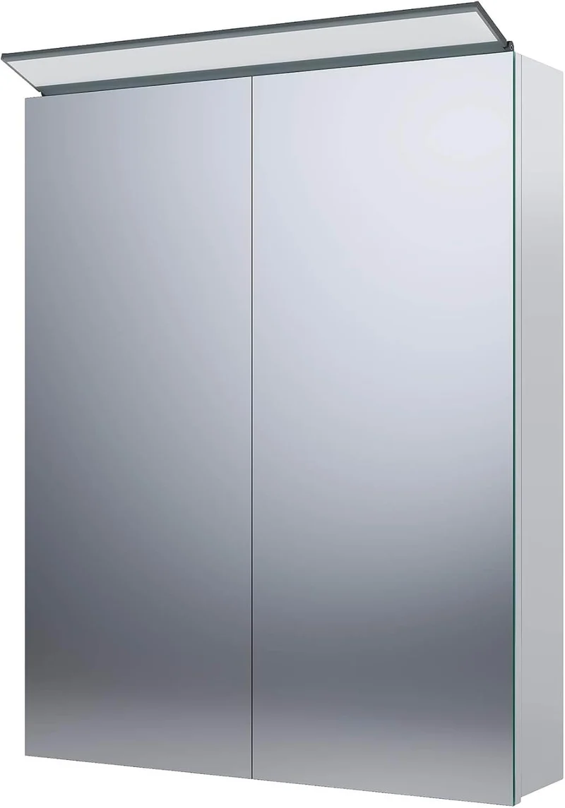 SONNI Spiegelschrank Bad mit Beleuchtung 52 x 65 cm, Edelstahl Medizinschrank IP44 Wasserciht, Spiegelleuchte mit Kaltweißem Licht und Wandschalter für Badezimmer