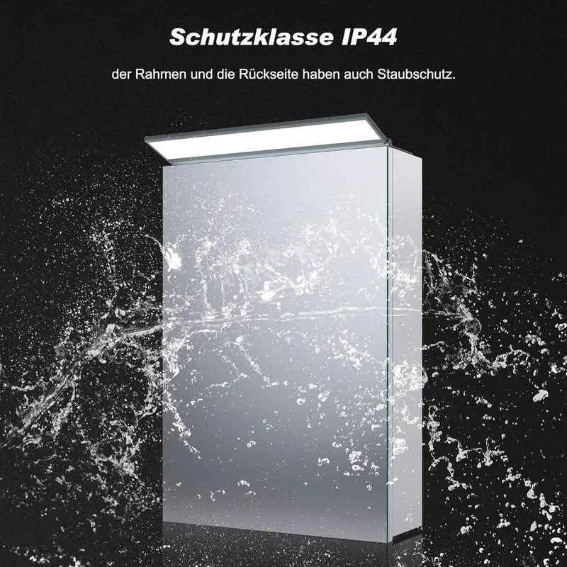 SONNI Spiegelschrank Bad mit Beleuchtung, Edelstahl Medizinschrank IP44 Wasserciht, Spiegelleuchte mit Kaltweißem Licht und Wandschalter für Badezimmer 36 x 52 cm