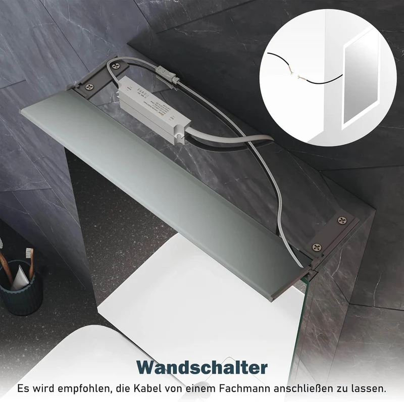 SONNI Spiegelschrank Bad mit Beleuchtung, Edelstahl Medizinschrank IP44 Wasserciht, Spiegelleuchte mit Kaltweißem Licht und Wandschalter für Badezimmer 36 x 52 cm