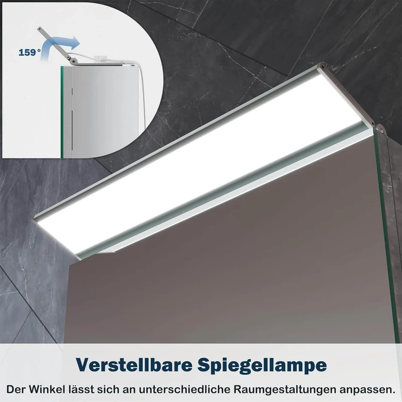 SONNI Spiegelschrank Bad mit Beleuchtung, Edelstahl Medizinschrank IP44 Wasserciht, Spiegelleuchte mit Kaltweißem Licht und Wandschalter für Badezimmer 36 x 52 cm