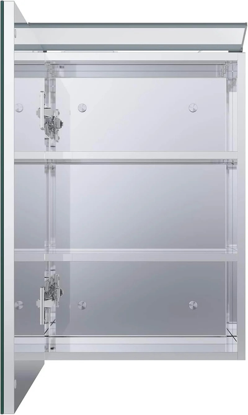SONNI Spiegelschrank Bad mit Beleuchtung, Edelstahl Medizinschrank IP44 Wasserciht, Spiegelleuchte mit Kaltweißem Licht und Wandschalter für Badezimmer 36 x 52 cm