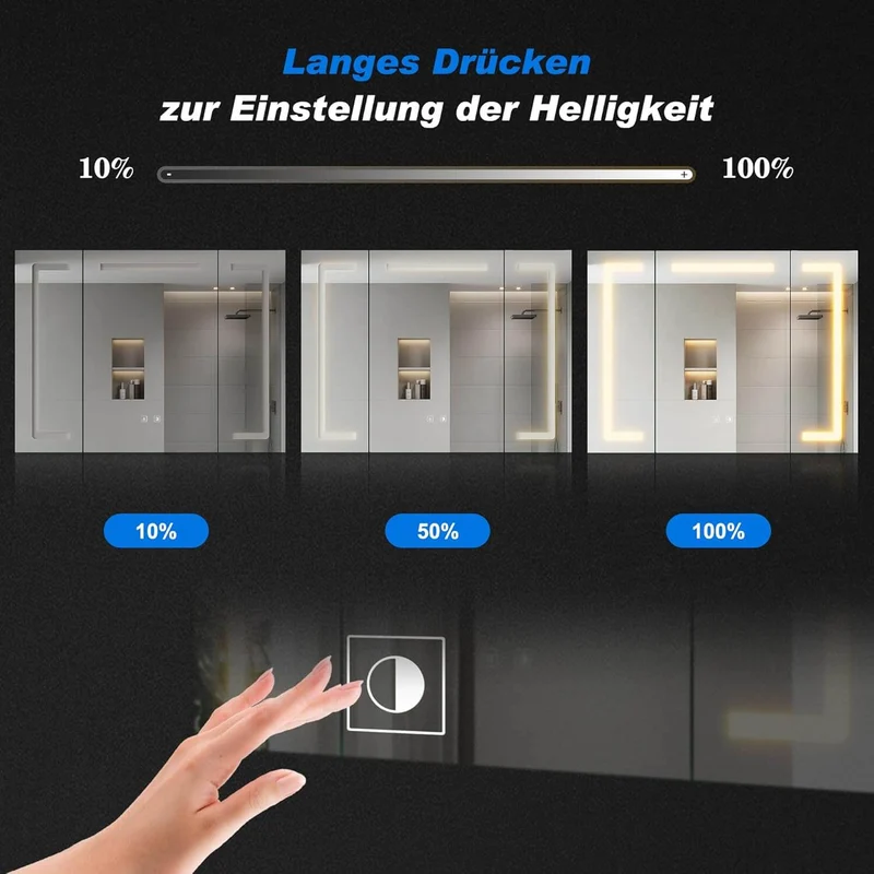 SONNI Spiegelschrank mit Beleuchtung 80x60 cm, 3 Türen LED Spiegelschrank Bad mit Anti-Beschlag, Steckdose, 3 Lichtfarben, Dimmbar, Aluminum, IP44 Wasserciht
