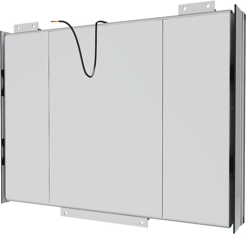SONNI Spiegelschrank mit Beleuchtung 80x60 cm, 3 Türen LED Spiegelschrank Bad mit Anti-Beschlag, Steckdose, 3 Lichtfarben, Dimmbar, Aluminum, IP44 Wasserciht