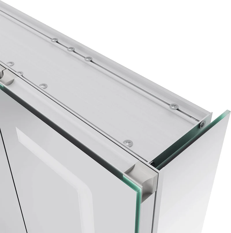 SONNI Spiegelschrank mit Beleuchtung 80x60 cm, 3 Türen LED Spiegelschrank Bad mit Anti-Beschlag, Steckdose, 3 Lichtfarben, Dimmbar, Aluminum, IP44 Wasserciht