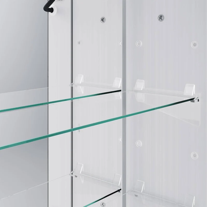 SONNI LED Spiegelschrank Bad mit 3-fache Vergrößerungsspiegel und Steckdose 65 x 60 cm, Aluminum Spiegelschrank mit Touch-Schalter, 3 Lichtfarben + Defogging, IP44 wasserciht