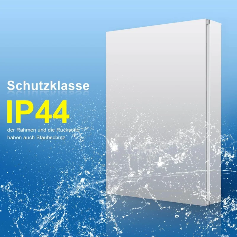 SONNI Spiegelschrank Bad mit Beleuchtung und Make-up Ablage 70x65 cm, Steckdose & 3-fache Vergrößerungsspiegel, 3 Lichtfarben, Dimmbar - Dunkelgrau