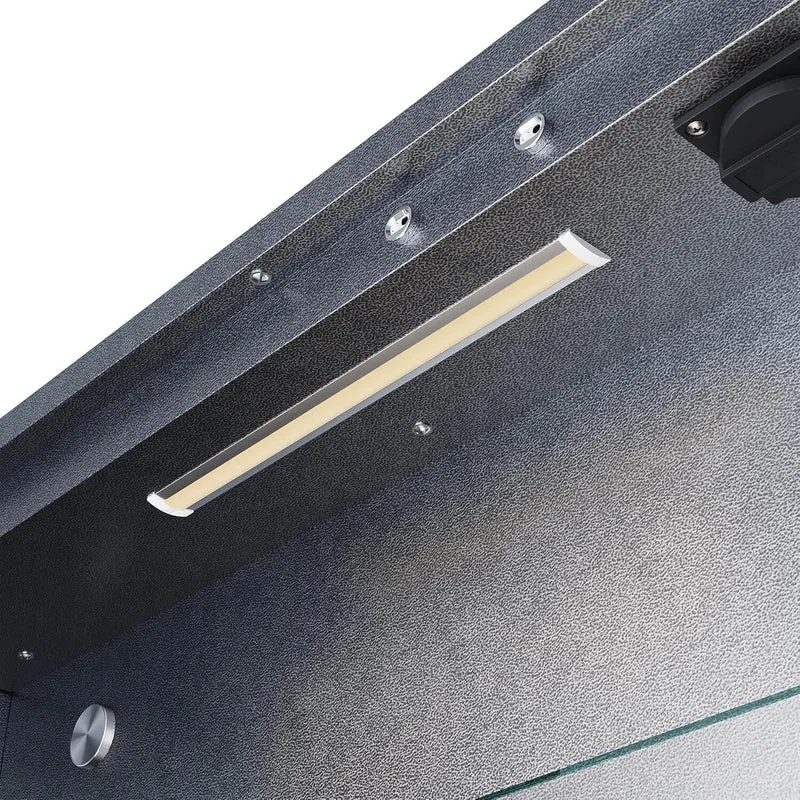 SONNI Spiegelschrank Bad mit Beleuchtung und Make-up Ablage 70x65 cm, Steckdose & 3-fache Vergrößerungsspiegel, 3 Lichtfarben, Dimmbar - Dunkelgrau