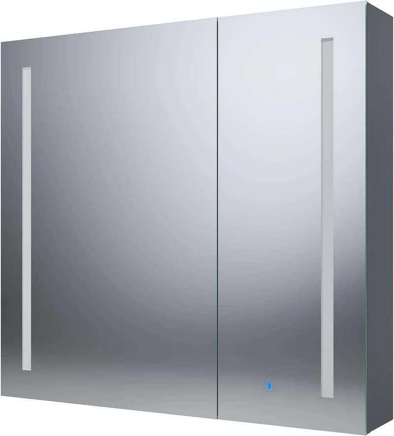 SONNI Spiegelschrank Bad mit Beleuchtung und Make-up Ablage 70x65 cm, Steckdose & 3-fache Vergrößerungsspiegel, 3 Lichtfarben, Dimmbar - Dunkelgrau