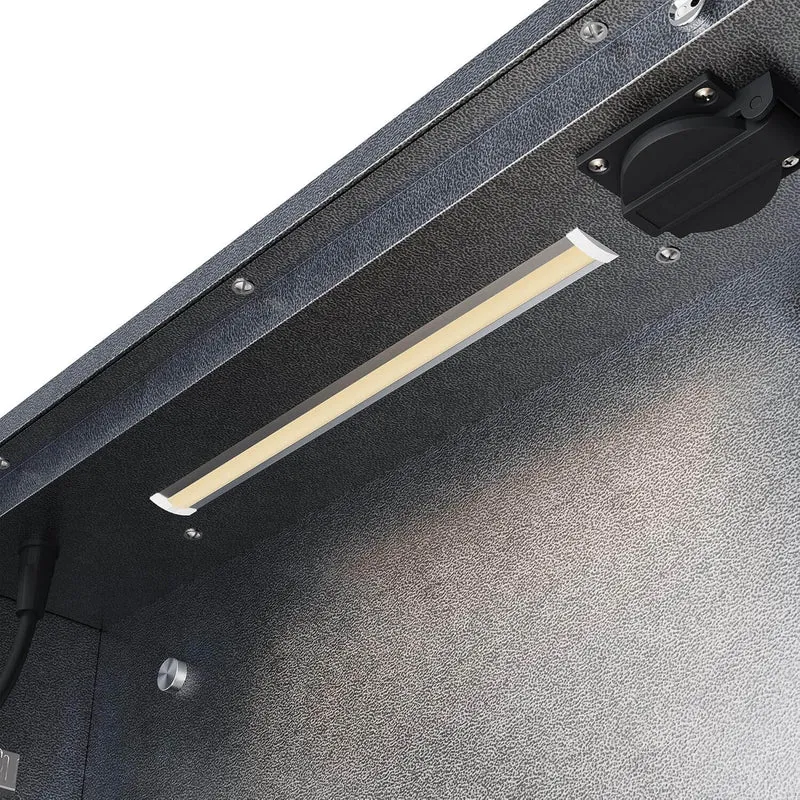SONNI LED Spiegelschrank mit Kosmetik-Organizer 50x70 cm, Steckdose & 3-fache Vergrößerungsspiegel, 3 Lichtfarben, Dimmbar - Dunkelgrau