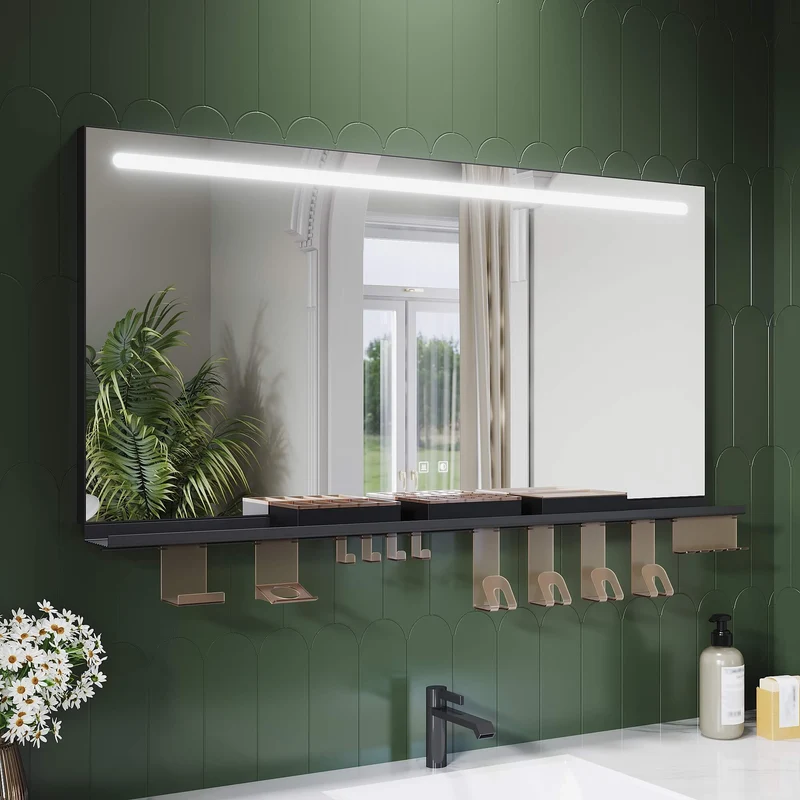 SONNI Badezimmerspiegel mit Beleuchtung 120x60 cm, LED Badspiegel mit Ablage, 3 einstellbare Lichtfarbe, Anti-Beschlag Wandspiegel mit Touchschalter